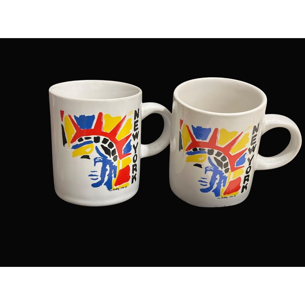 New York Statue Of Liberty Graphic 2 Mini Mugs Andy Warhol Kelly 1986 Ceramic